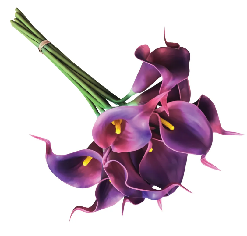15" CALLA LILY PURPLE | 9-Heads per BUNCH