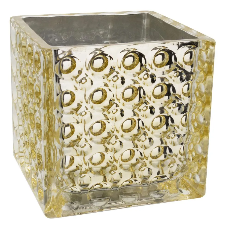 4X4 DIMPLE GOLD SILVER INSIDE CUBE | 12-Piece per Pack