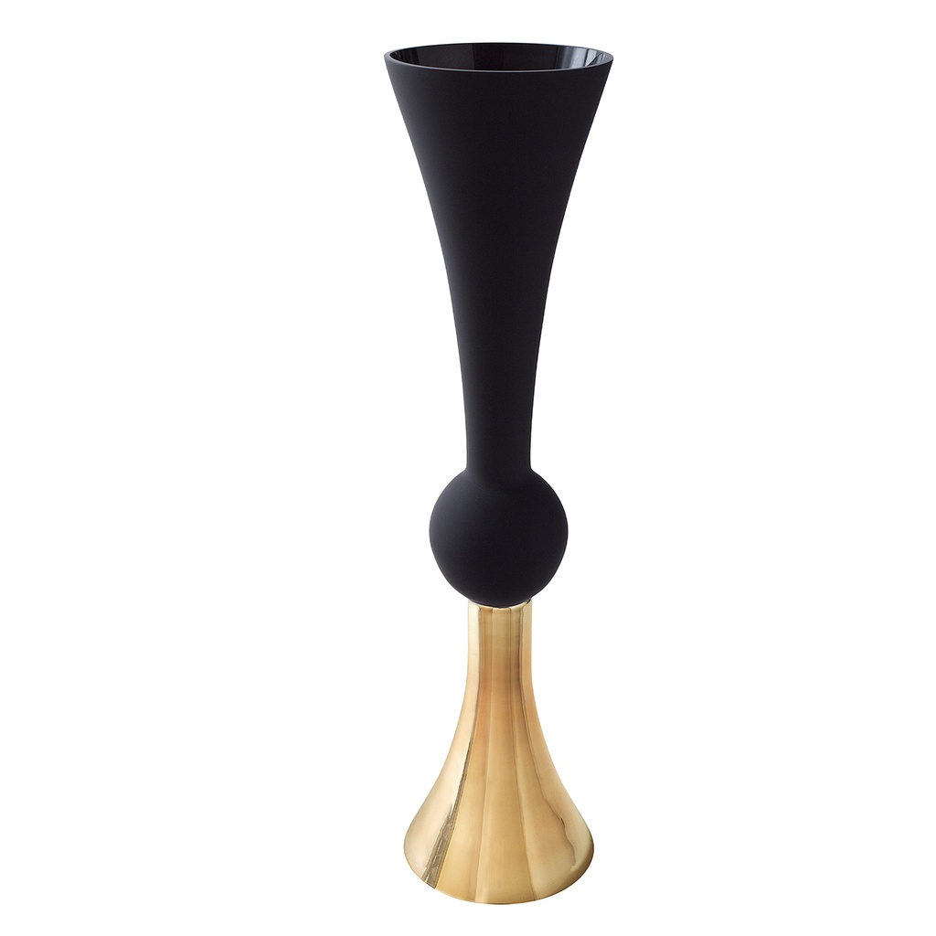 24" BLACK AND GOLD TRUMPET VASE | 4-Piece per Pack