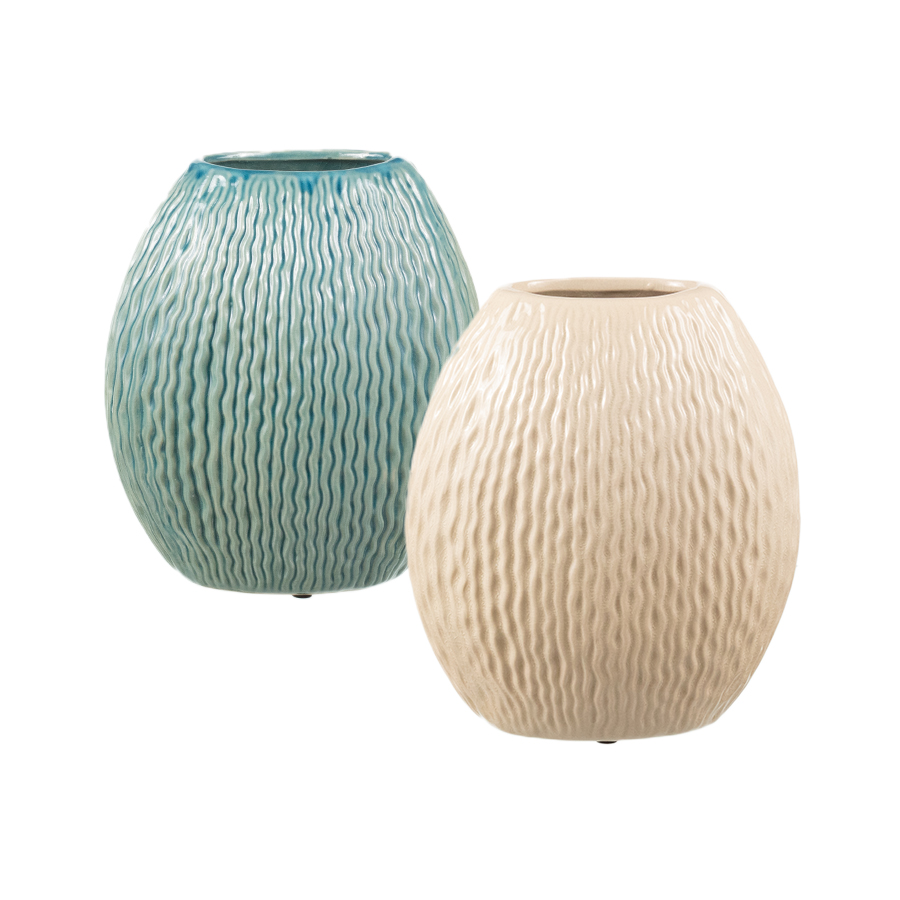4.5"X7.5"X9" IVORY CERAMIC OCEAN VASE | 12-Piece per Pack
