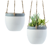 6" GREY & WHITE 2-TONE HANGING PLANTER, SET OF 2 | 1-Set per Pack / 4-Packs per Case