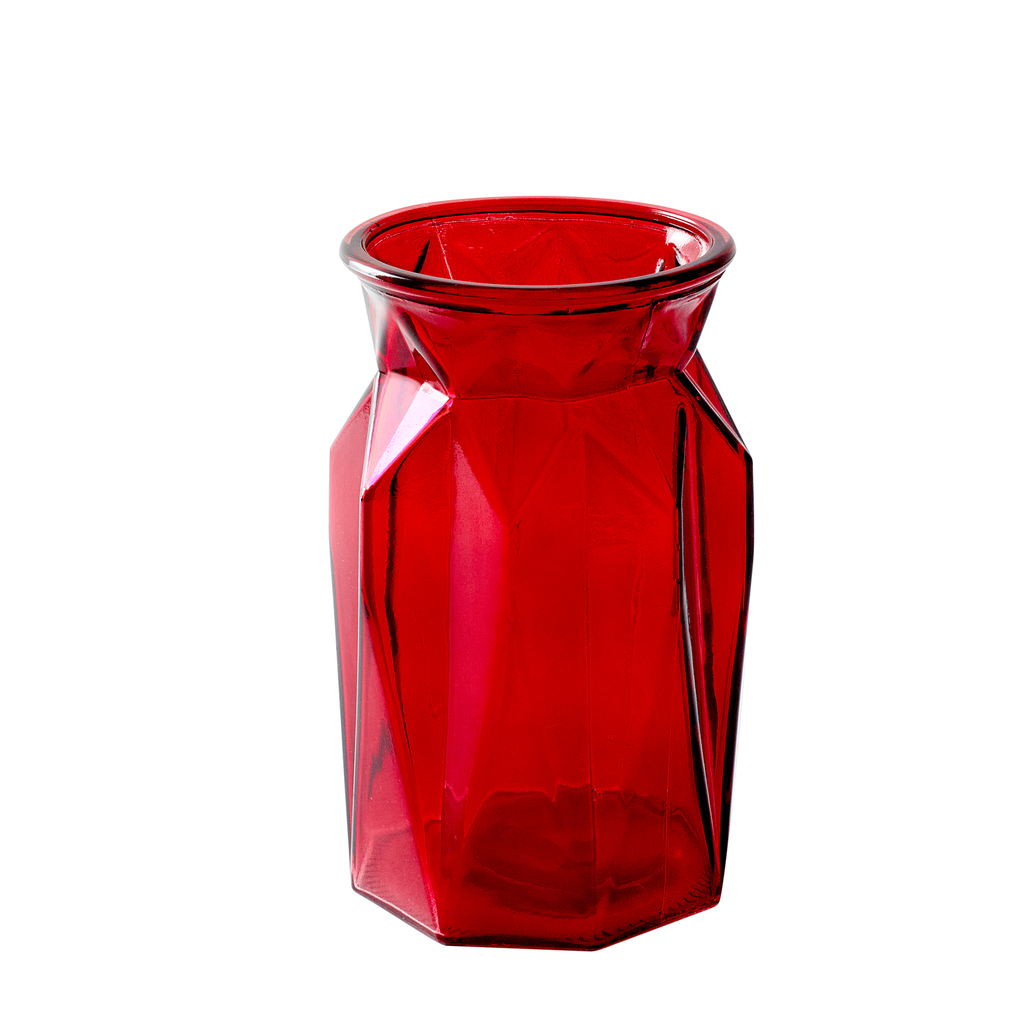 4" X 8" RED GEOMETRIC GLASS VASE | 12-Piece per Pack