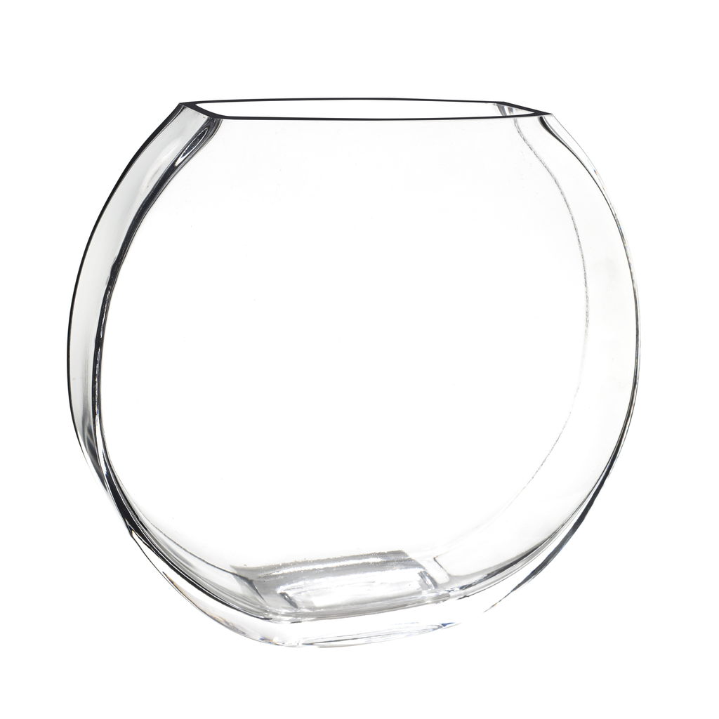 10" X 10" CLEAR ROUND FLASK VASE | 6-Piece per Pack