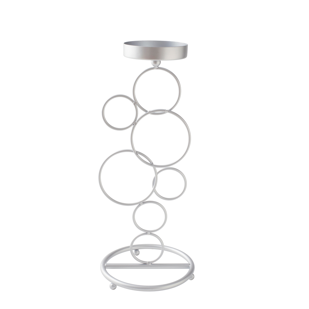 24" HT SILVER RING CANDLEABRA | 1-Piece per Pack