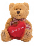 18" WILLIE BEAR W/ LOVE HEART- TAN COLOR | 1-Piece per Pack