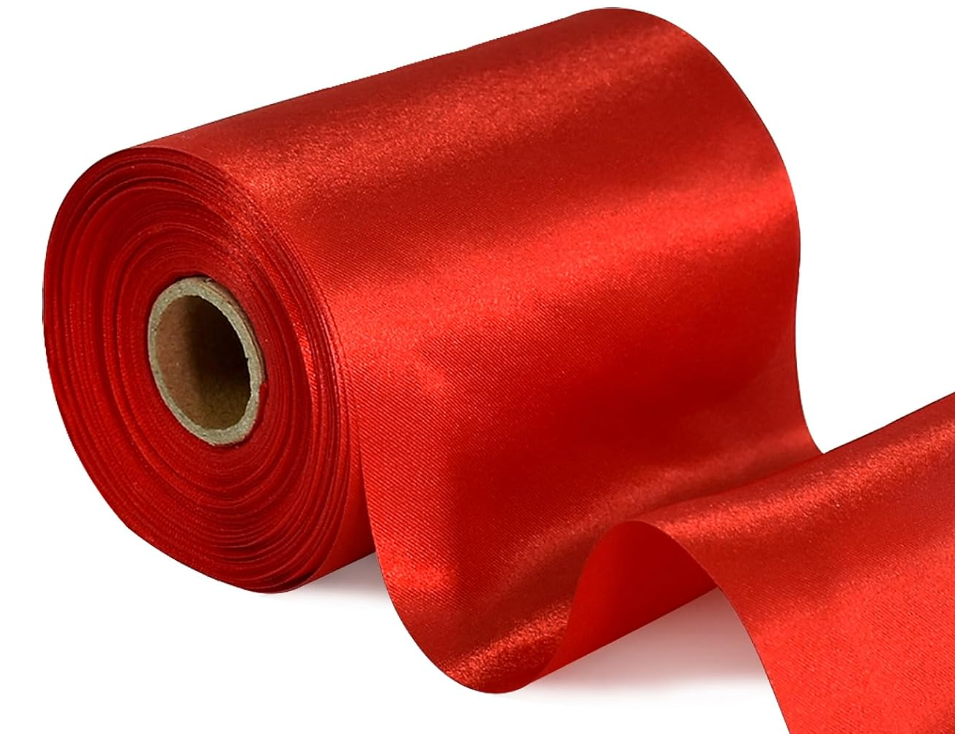 4" SATIN RIBBON RED | 50-Yards per Roll