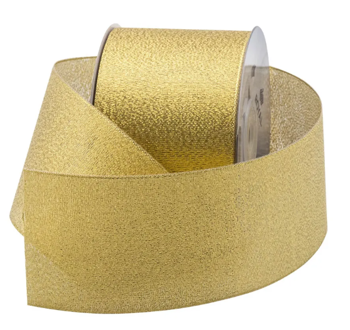 2 1/2" GOLD METALLIC RIBBON | 25-Yards per Roll / 12-Rolls per Case