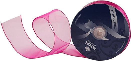 2 1/2" FUCHSIA WIRED SHEER RIBBON | 50-Yards per Roll / 12-Rolls Per Case