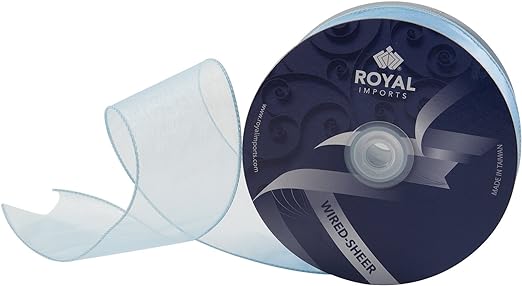 2 1/2" LIGHT BLUE WIRED SHEER RIBBON | 50-Yards per Roll / 12-Rolls per Case