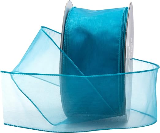 2 1/2" TURQUOISE WIRED SHEER RIBBON | 50-Yards per Roll / 12-Rolls per Case
