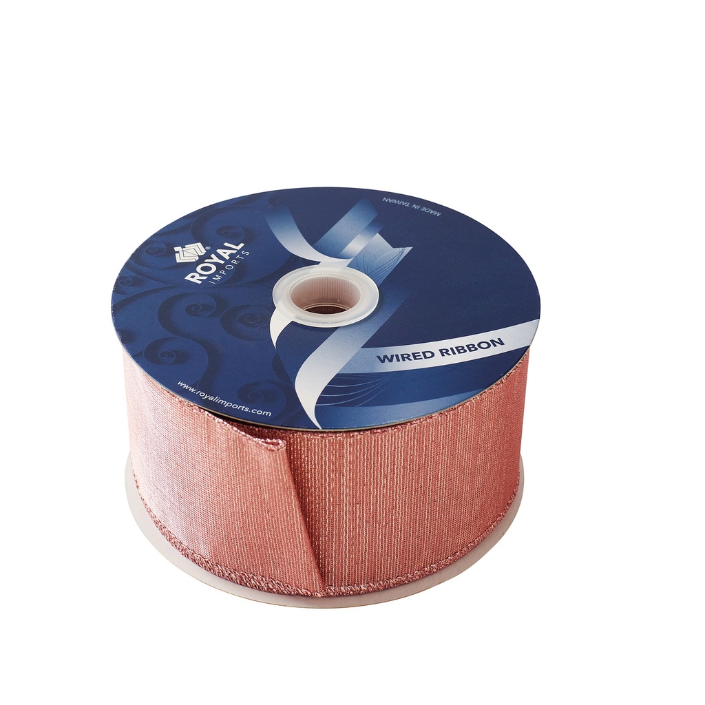 2 1/2" ROSE GOLD METALLIC WIRED RIBBON | 25-Yards per Roll / 12-Rolls per Case