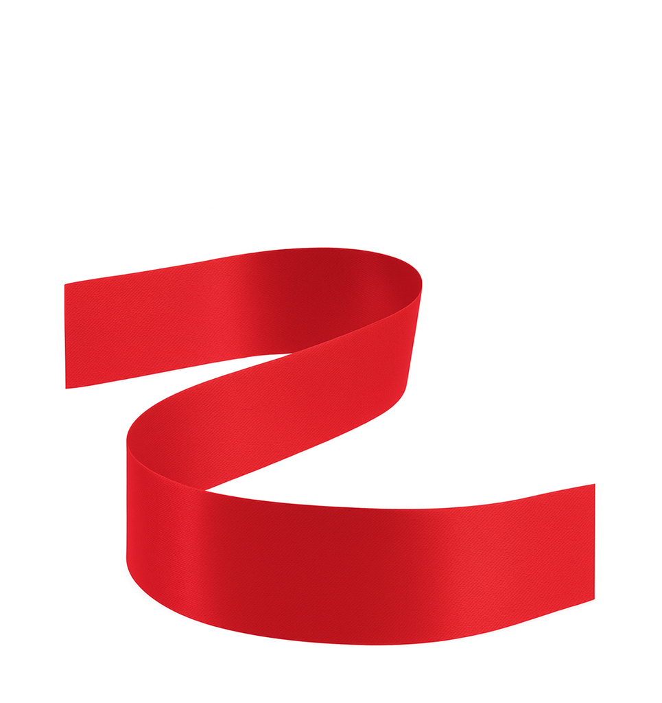 1 1/2" HOT RED DOUBLE FACED SATIN RIBBON | 50-Yards Per Roll / 12-Rolls Per Case