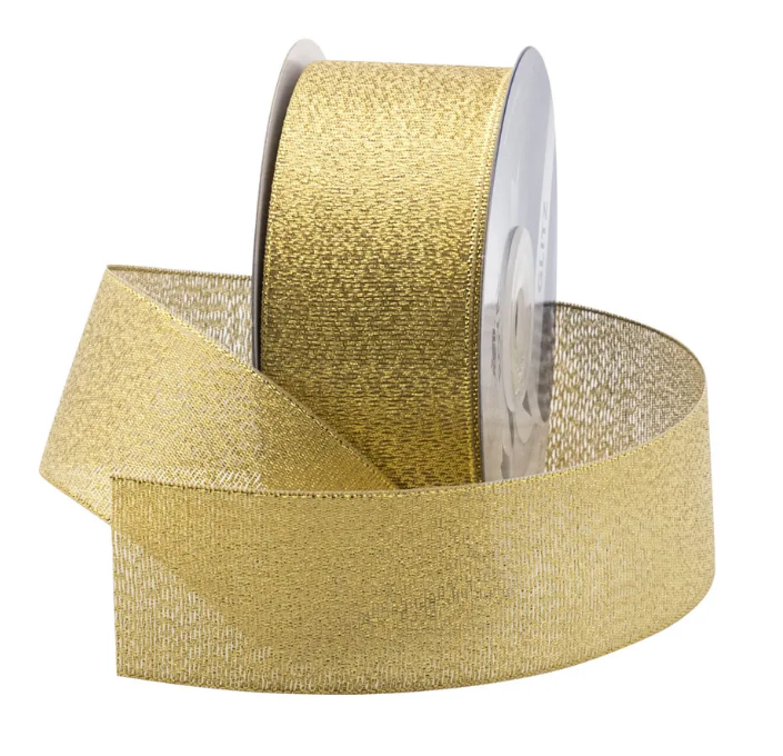 1 1/2" GOLD METALLIC RIBBON | 25-Yards per Roll / 12-Rolls per Case