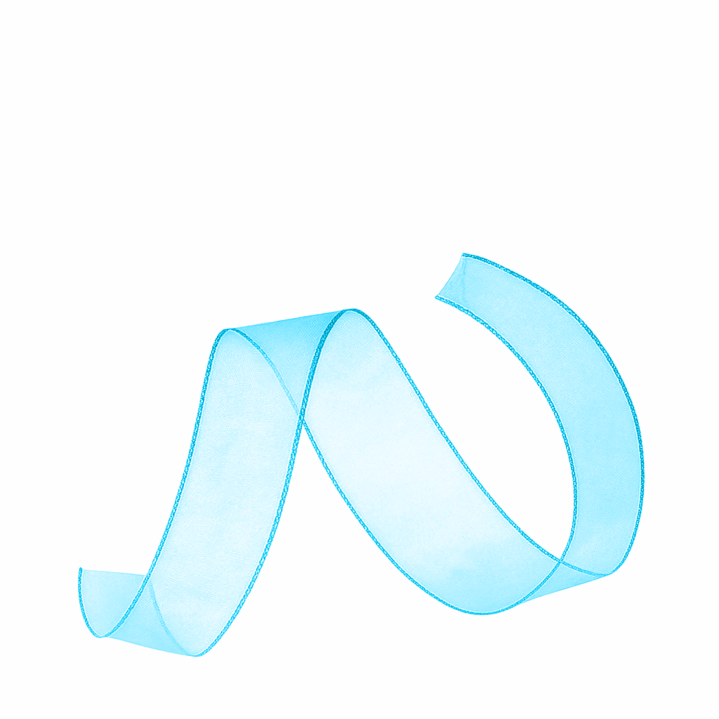 1 1/2" TURQUOISE WIRED SHEER RIBBON | 50-Yards per Roll / 12-Rolls per Case