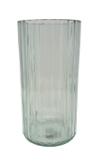 8" X 4" CLEAR RIBBED CYLINDER WITH GOLD RIM | 12-Piece per Pack