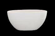10.5"X5.50"X5.50"H CERAMIC OVAL POT W/BRUSHED LAYERED DESIGN-MATTE WHITE FINISH| 6-Piece per Pack