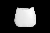 6"x2.25"x8"H CERAMIC OVAL VASE W/BENT LIP-MATTE WHITE| 4-Piece per Pack