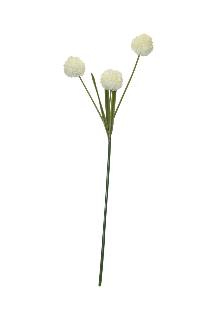 44" IVORY SILK ALLIUM BALL FLOWER WITH THREE HEADS | 1-Piece per Pack