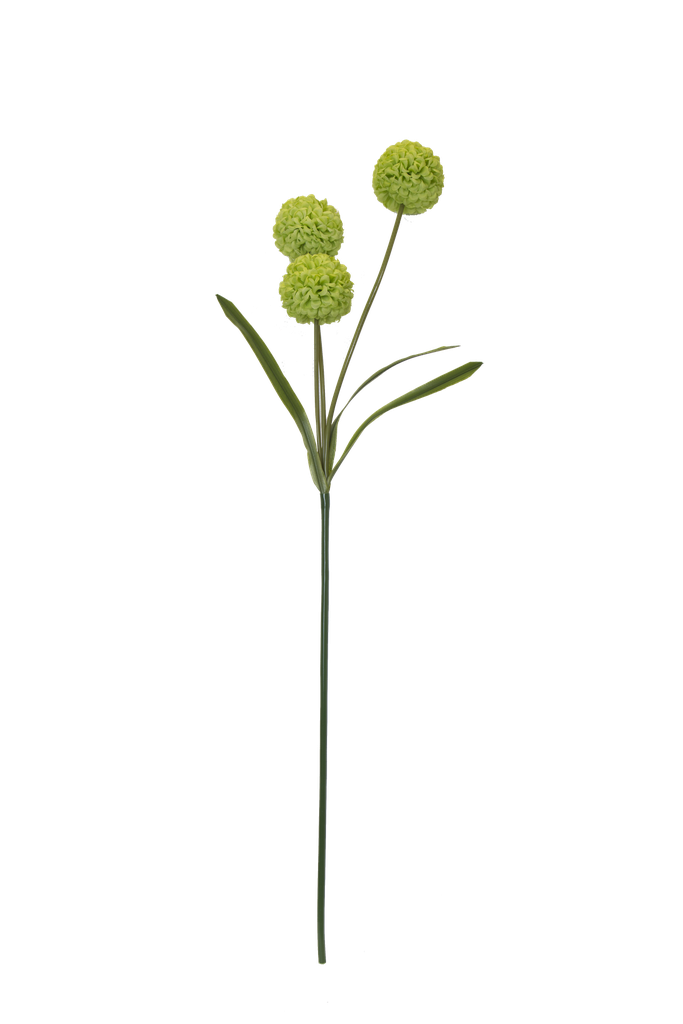 44" GREEN SILK ALLIUM BALL FLOWER WITH THREE HEADS | 1-Piece per Pack