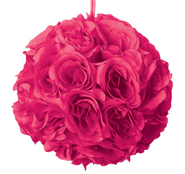 [8566-FS] 6" SILK ROSE BALL, FUCHSIA | 12-Piece per Pack