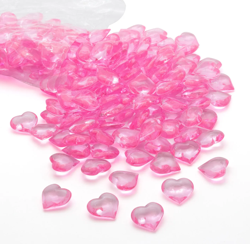[HRT1-PK] HEART SHAPE ACRYLIC - PINK 1LB BAG [Bag]