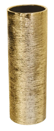 [CYL4412-ETCH-GD] 4" X 4" X 12" GOLD ETCH CYLINDER VASE | 12-Piece per Pack