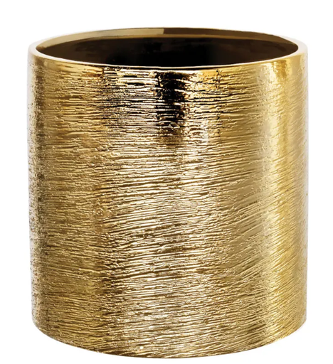 [CYL55-ETCH-GD] 5" X 5" X 5" GOLD ETCH CYLINDER VASE | 12-Piece per Pack