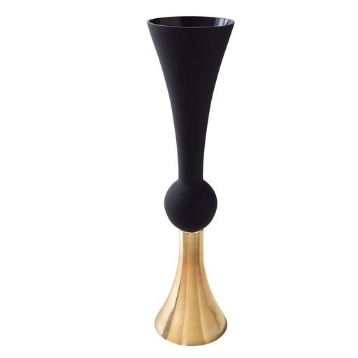 [6008-BKGD] 24" BLACK AND GOLD TRUMPET VASE | 4-Piece per Pack