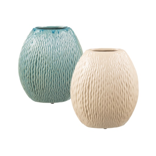 [CER-OCEAN-IV] 4.5"X7.5"X9" IVORY CERAMIC OCEAN VASE | 12-Piece per Pack
