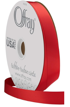 [5DFS-RD] 1" DOUBLE FACE SATIN RED | 50-Yards per ROLL / 12-ROLL per Case