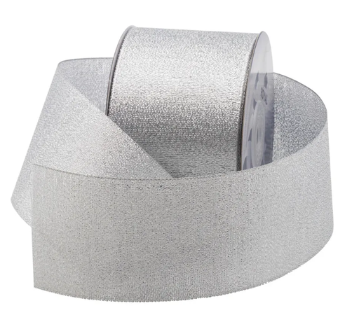 [40MET-SV] 2 1/2" SILVER METALLIC RIBBON | 25-Yards per Roll / 12-Rolls per Case