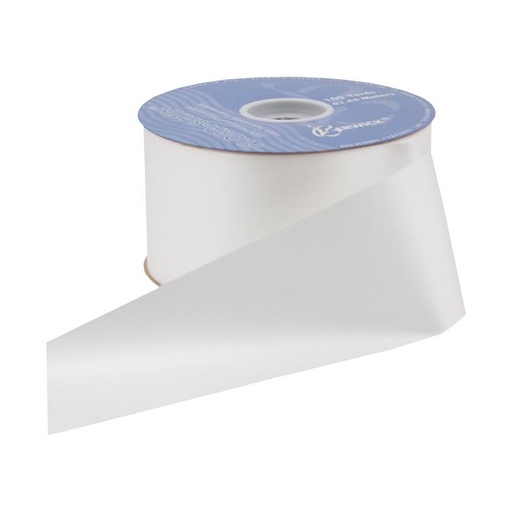 [40PO-WH] 2&3/4" POLY SATIN WHITE RIBBON | 100-Yards per ROLL