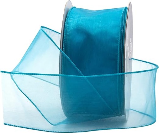 [40SHEER-TUR] 2 1/2" TURQUOISE WIRED SHEER RIBBON | 50-Yards per Roll / 12-Rolls per Case