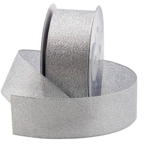 [9MET-SV] 1 1/2" SILVER METALLIC RIBBON | 25-Yards per Roll / 12-Rolls per Case