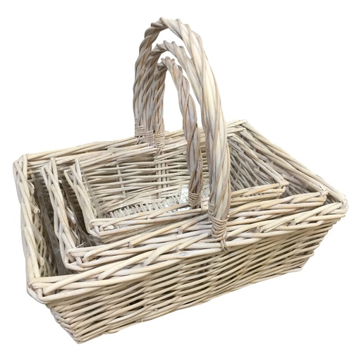 [9003SRE-WW] SET OF 3 RECTAN HANDLED WILLOW BASKET 16",14",12" | 3-Piece per Pack / 4-Pack per Case