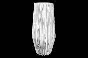 [12773] 13"H x 4" CERAMIC VASE EMBOSSED-GLOSS WHITE BLACK EDGES | 4-Piece per Pack