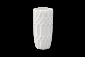 [31883] 4"x9"H CERAMIC ROUND VASE W/EMBOSSED CRYSTAL DESIGN-GLOSS WHITE| 4-Piece per Pack
