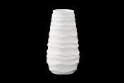 [31884] 3.25"x10.75"H CERAMIC ROUND VASE W/EMBOSSED WAVY STRIPES-MATTE WHITE| 4-Piece per Pack