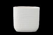 [51438] 10"x4"x10"H CERAMIC TALL OVAL POT W/EMBOSSED LATTICE DESIGN-MATTE WHITE| 4-Piece per Pack